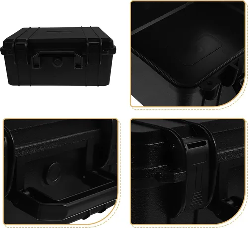 Vista 4 de Caja de herramientas de plástico con cerradura, portátil, multifuncional, para viajes, uso al aire libre, diseño compacto y resistente con cierre