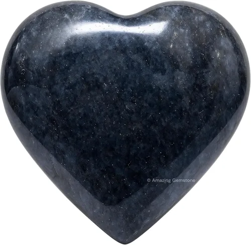 Vista 54 de Piedra de palma de corazón de cristal de nuummita - Piedra de preocupación de bolsillo para masaje, para equilibrar naturalmente los chakras