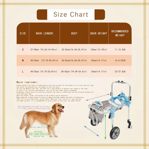 Vista 4 de Dog Wheelchair for Back Legs, Adjustable Dog Cart with Shock-Absorbing Wheels, Lightweight Mobility Support for Injured, Disabled Dogs, 22-27.6 lbs