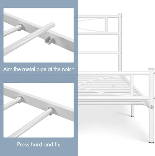 Vista 39 de Yaheetech Base de cama de metal individual, base de cama con plataforma, base de colchón con cabecera y estribo de diseño curvo, soporte resistente