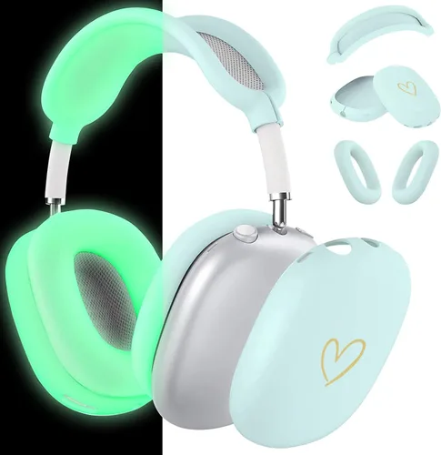 Vista 18 de Funda para AirPods Max, silicona suave con diseño de corazón dorado, funda para diadema para auriculares Apple Airpod Max (transparente)