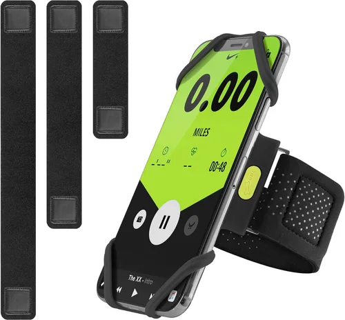 Vista 13 de BONE Correa para correr con correa para teléfono, de silicona, agradable al tacto y lavable, soporte universal de teléfono de entrenamiento