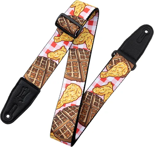 Vista 19 de Levy's Leathers - Correa para guitarra de poliéster de 2 pulgadas de ancho con extremos de cuero genuino; motivo de peces koi (MPD2-016)