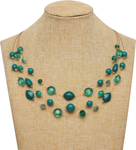 Vista 2 de Coiris Collar de 3 capas con cuentas de alambre de ilusión de 19.5 pulgadas para mujer