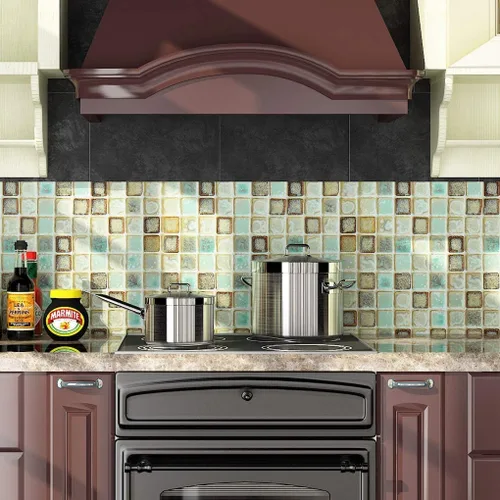 Vista 5 de Livelynine Papel tapiz impermeable de 15.8 x 197 pulgadas para baño, azulejos de vinilo para paredes, azulejos de protección contra salpicaduras