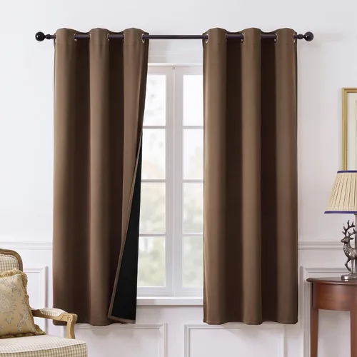 Vista 56 de NICETOWN Cortinas 100% Opacas Cortas de 36 Pulgadas de Largo para Dormitorio, Privacidad Aislamiento Térmico con Ojales Cortinas de Ventana