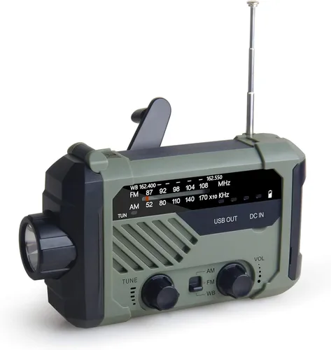 Kaito Radio de emergencia XLN-290WB AM/FM NOAA Weather 5-Way Powered Solar Crank Radio Receptor con sirena, linterna LED, lámpara de lectura y