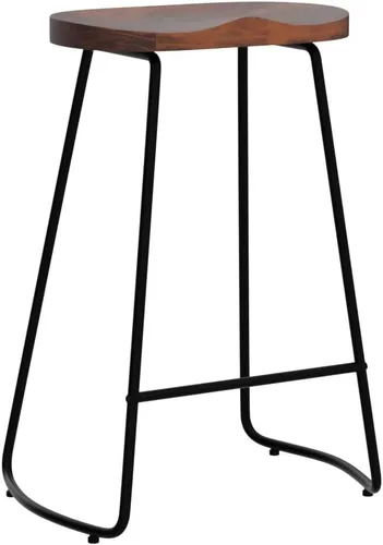 Vista 102 de HeuGah Juego de 4 taburetes de bar con asiento de silla de montar con patas de metal, taburetes rústicos de altura de mostrador sin respaldo