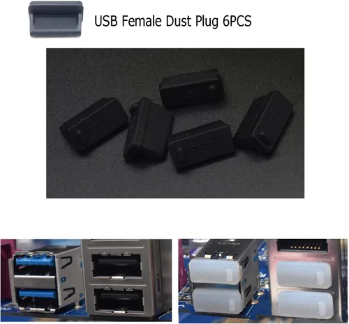 Vista 5 de 30 tapones USB antipolvo con 6 tipos, tapón antipolvo USB tipo C, protector de puerto de silicona suave micro USB, protector de cubierta antipolvo