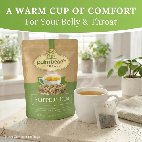 Vista 8 de Palm Beach Medicinal Herbs Té de olmo resbaladizo – Corteza de olmo resbaladiza para apoyo de garganta, digestivo y bienestar – Sin cafeína – Sin
