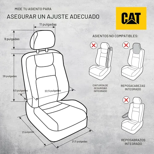 Vista 2 de Fundas de asiento para coches, camiones y SUV Cat MeshFlex – Fundas de asiento grises para asientos delanteros, protectores de asiento de camión