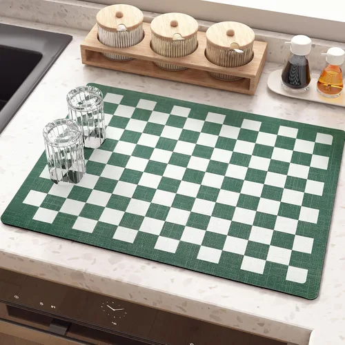 Vista 9 de Color&Geometry Lindos tapetes para secar platos para cocina, tapetes de drenaje súper absorbentes, resistentes al calor, fáciles de limpiar, auto