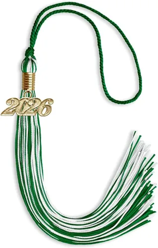 Vista 345 de Endea Graduation - Borla de doble color mixto con fecha dorada (negro/dorado antiguo, 2021)