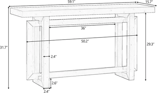 Vista 2 de Console Table for Entryway, 59" Wood Sofa Table with Solid Wood Legs, Modern Entryway Table with Geometric Design for Living Room, Hallway (Black)