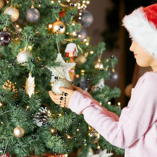 Vista 6 de Pangda Guirnalda de cuentas artificiales de 65.6 pies, cadena de cuentas de plástico, rollo de adornos para manualidades, árbol de Navidad, boda