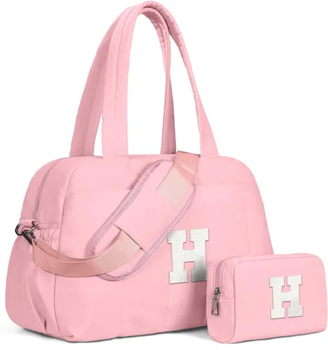 Vista 222 de Bolsa de lona Vogewood, bolsas personalizadas de fin de semana para mujer, bolsas de viaje con estuche de maquillaje, regalos de cumpleaños, Beige