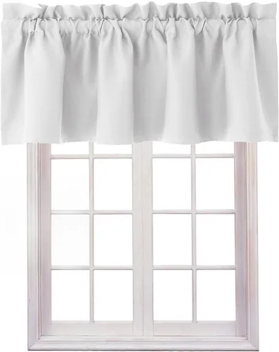 Vista 31 de Hiasan Cortinas opacas con cenefa para oscurecimiento sólido de habitación, cenefas con bolsillo para barra, para ventanas, 42 x 12 pulgadas