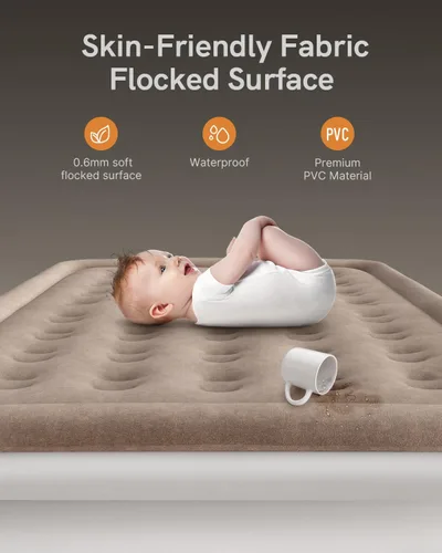 Vista 5 de NatraCalm Colchón de aire Queen con bomba integrada, colchón inflable mejorado para el hogar y cama de invitados temporal, cama de aire cómoda