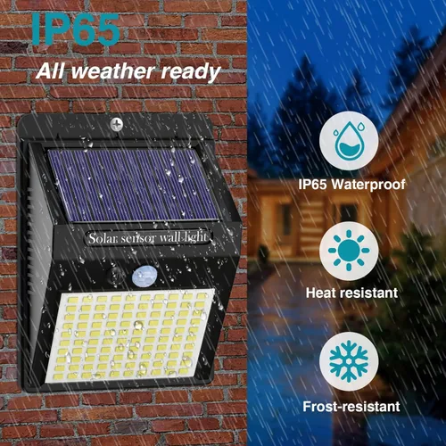 Vista 2 de Kolpop - Paquete de 6 luces solares de movimiento para exteriores, 3 modos/100 luces LED de seguridad, inalámbricas, resistentes al agua IP65, luces