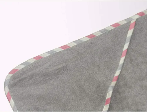 Vista 2 de Topwon Delantal Toalla de baño para bebé, paño polar para bebé con guante de baño, extra grande, manos libres, absorbente con capucha, toalla (gris)