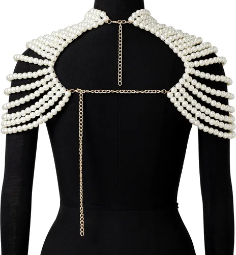 Vista 6 de BABEYOND Cadena de cuerpo de perlas para mujer, collar de moda, chal, joyería hecha a mano para mujer