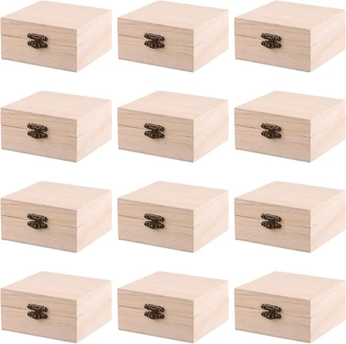 Vista 10 de FUNSUEI 8 cajas de madera de 7.9 x 3.9 x 2 pulgadas, caja de madera sin terminar, cajas de madera para manualidades, caja de madera con tapa