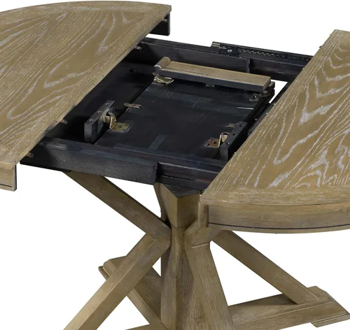 Vista 2 de Merax Juego de mesa de comedor redonda extensible con 4 sillas tapizadas, juego de comedor de cocina, mesa redonda de 5 piezas y 4 sillas, juego