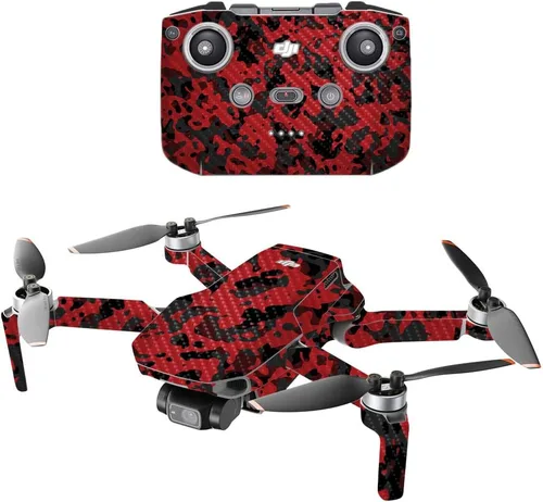 Vista 12 de MightySkins - Drone portátil de fibra de carbono compatible con DJI Mini 2, camuflaje negro, acabado de fibra de carbono texturizado protector