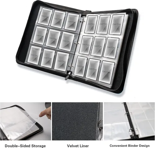 Vista 4 de OMOTIYA Carpeta de tarjetas comerciales se adapta a 720 tarjetas con 9 bolsillos de doble cara carpeta de colección de béisbol con 40 fundas