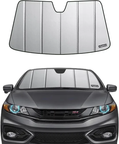 Vista 15 de Pigenius Parasol para parabrisas Honda Civic Coupe 2006-2011, acabado de cuero gris premium