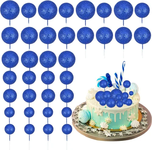 Vista 12 de 30 piezas de bolas de purpurina para tarta, mini globos, decoración de tarta, bolas de espuma, decoración de tarta de bricolaje, bolas de pastel