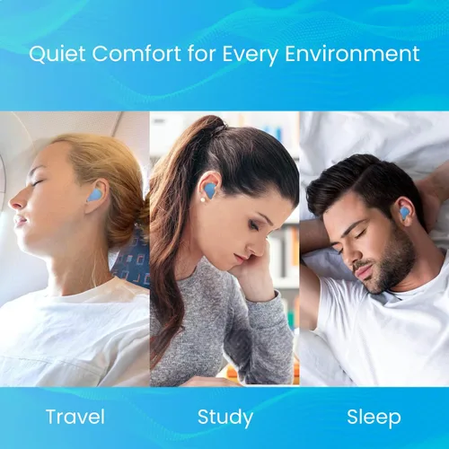 Vista 5 de Cómodos tapones moldeables para los oídos, 12 pares de tapones para los oídos de gel de silicona suave para cancelación de ruido, dormir y nadar