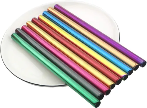 Vista 6 de Gugrida Pajitas de metal de acero inoxidable de 8.5 pulgadas, reutilizables, juego de 3 popotes – Cepillo de limpieza de color ultra largo