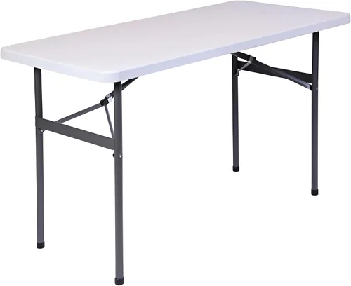 Realspace® Mesa plegable de plástico moldeado, 4'W, platino