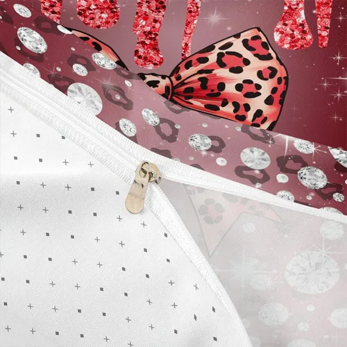 Vista 41 de Feelyou Coquette Bow Bedding Set Twin Size Leopared Bows Comforter Cover for Kids Teens Adults Glitter Diamond Blue Duvet Cover Cute Bowknot Room