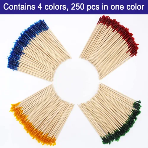 Vista 4 de BLUE TOP Palillos de dientes de madera con volantes de 4 pulgadas, 2000 piezas, palillos de dientes decorativos de volantes de madera, palillos