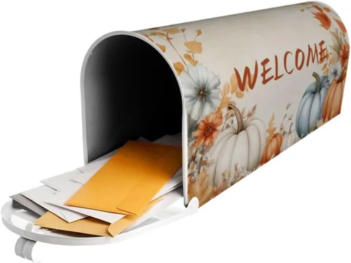 Vista 6 de Cubierta magnética para buzón de bienvenida con diseño de calabaza de otoño, para jardín, patio, hogar, 21 x 18 pulgadas