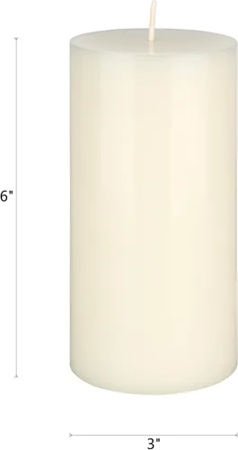 Vista 2 de Mega Candles 1 vela de pilar de marfil sólido sin perfume, vertida a mano, vela de cera de alta calidad de 3 x 6 pulgadas, decoración del hogar