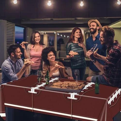 Vista 7 de Mantel de fútbol de plástico, manteles desechables para mesa rectangular, para el día del partido, decoración de fiesta de cumpleaños, suministros