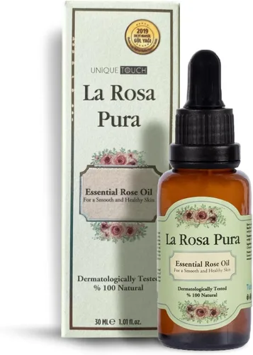 Unique Touch La Rosa Pura - Aceite esencial de rosa para aromaterapia, relajante e hidratante, efecto antienvejecimiento para cara, piel, cabello,
