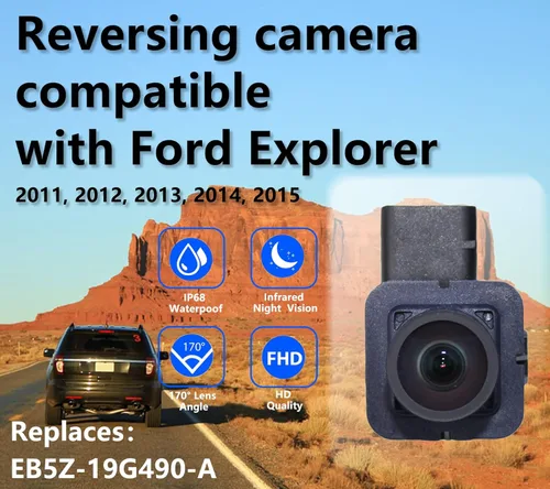 Vista 2 de Cámara de respaldo de visión trasera compatible con Ford Explorer 2011 2012 2013 2014 2015 reemplaza a EB5Z-19G490-A