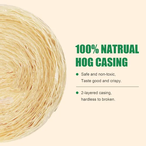 Vista 2 de Cubierta de salchicha de cerdo natural de secado comestible, tripas de salchichas para salchichas caseras, salchicha de desayuno, salchicha