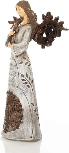 Vista 4 de Roman Giftware Inc., Colección inspiradora de bendiciones celestiales, ángel de árbol de la vida de 9 pulgadas de alto con cruz, religioso