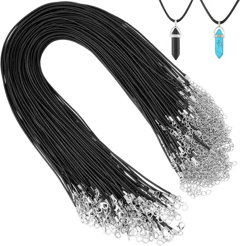Vista 8 de Tudomro 100 piezas de collar de cuero encerado a granel con cierre, collar, pulsera, cadenas, cuerda para hacer joyas, colgantes