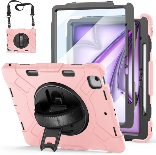 Vista 23 de Funda para iPad Pro 11 M5 2025/M4 2024: Funda protectora para iPad Pro de 11 pulgadas 5ª generación con protector de pantalla, soporte, asa y correa