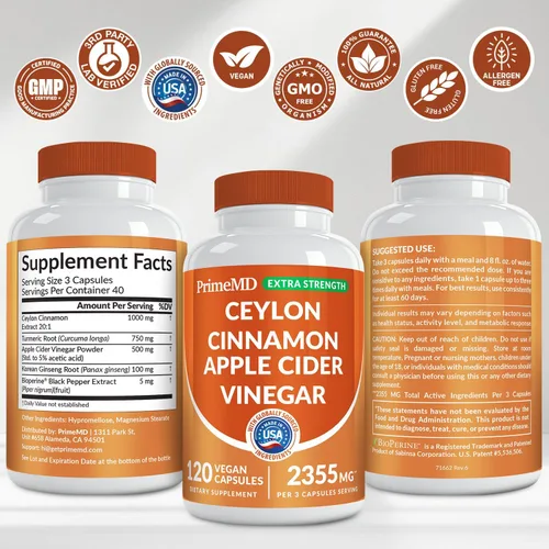 Vista 8 de Polvo de Canela de Ceilán 5 en 1 Extra Fuerte – Cápsulas Orgánicas de Canela de Ceilán con Cúrcuma, Vinagre de Sidra de Manzana, Ginseng Coreano
