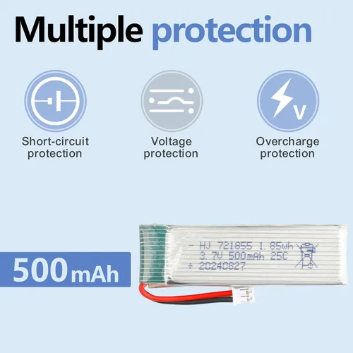 Vista 3 de 3.7 V 500 mAh 721855 recargable jst enchufe Lipo batería para UDI U818A U817A U817 U818A-1RC Quadcopter Drone Recambios