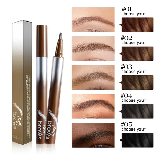 Vista 4 de Lápiz de cejas para mujer con punta de pincel precisa para crear cejas naturales como el cabello, color negro