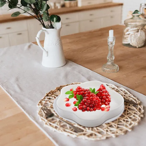 Vista 5 de Kichvoe Plato de cena con forma de huevo frito Plato de cerámica Platos de comida de desayuno Plato de aperitivo de ensalada de postre Platos