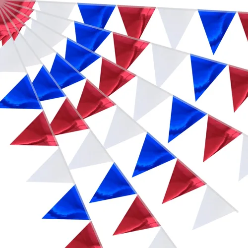 Vista 7 de Banderín de camuflaje de 49 pies, banderas triangulares de camuflaje del ejército para decoraciones de fiesta de cumpleaños